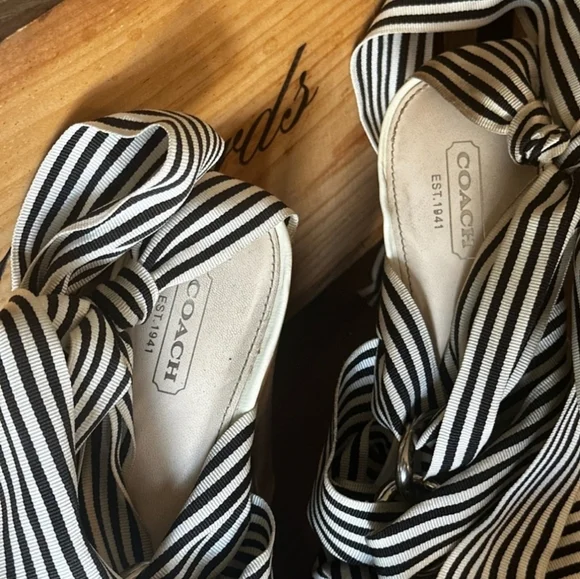 Coach Black and White Zebra Stripe Sandals - Picture 2 of 4